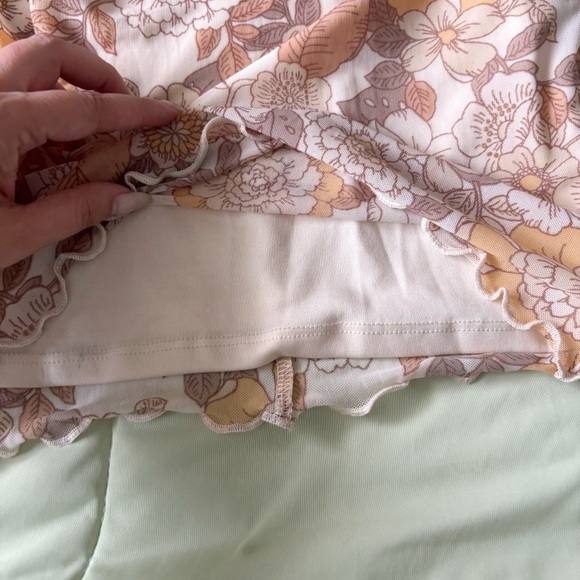 Forever 21 Yellow Beige Spaguetti Strap Floral Y2K Bodycon Mini Dress Size S - Picture 3 of 5